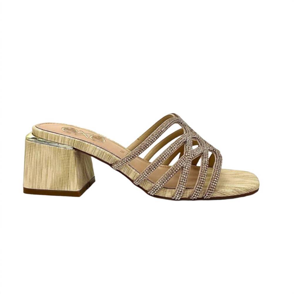 NEW EXE women's carmen block heeled evening sandal in gold